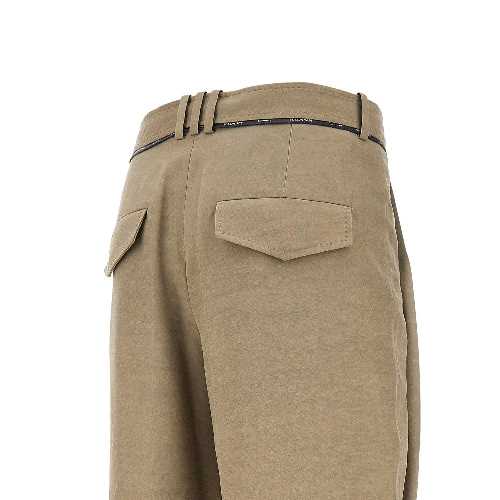 Pantalone con pinces in cupro e viscose