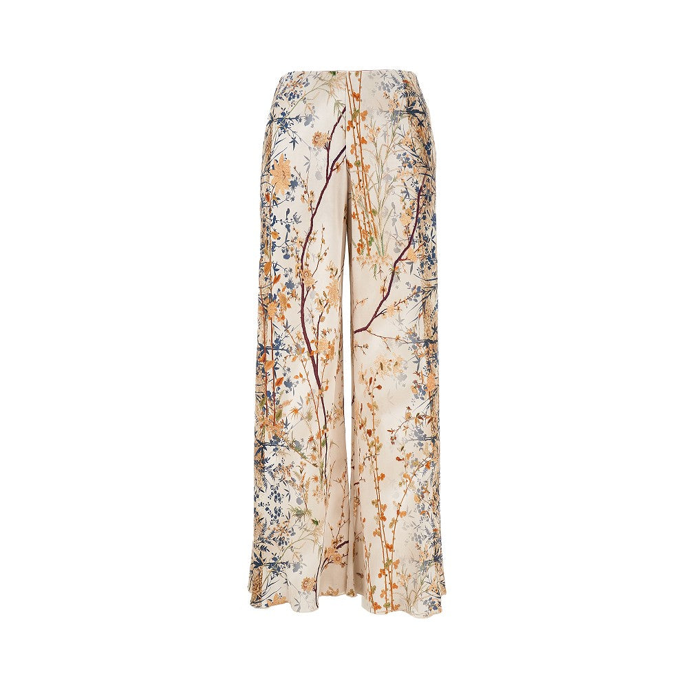 Pantalone in seta floreale