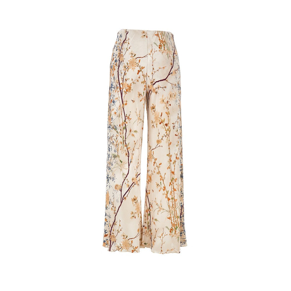 Pantalone in seta floreale
