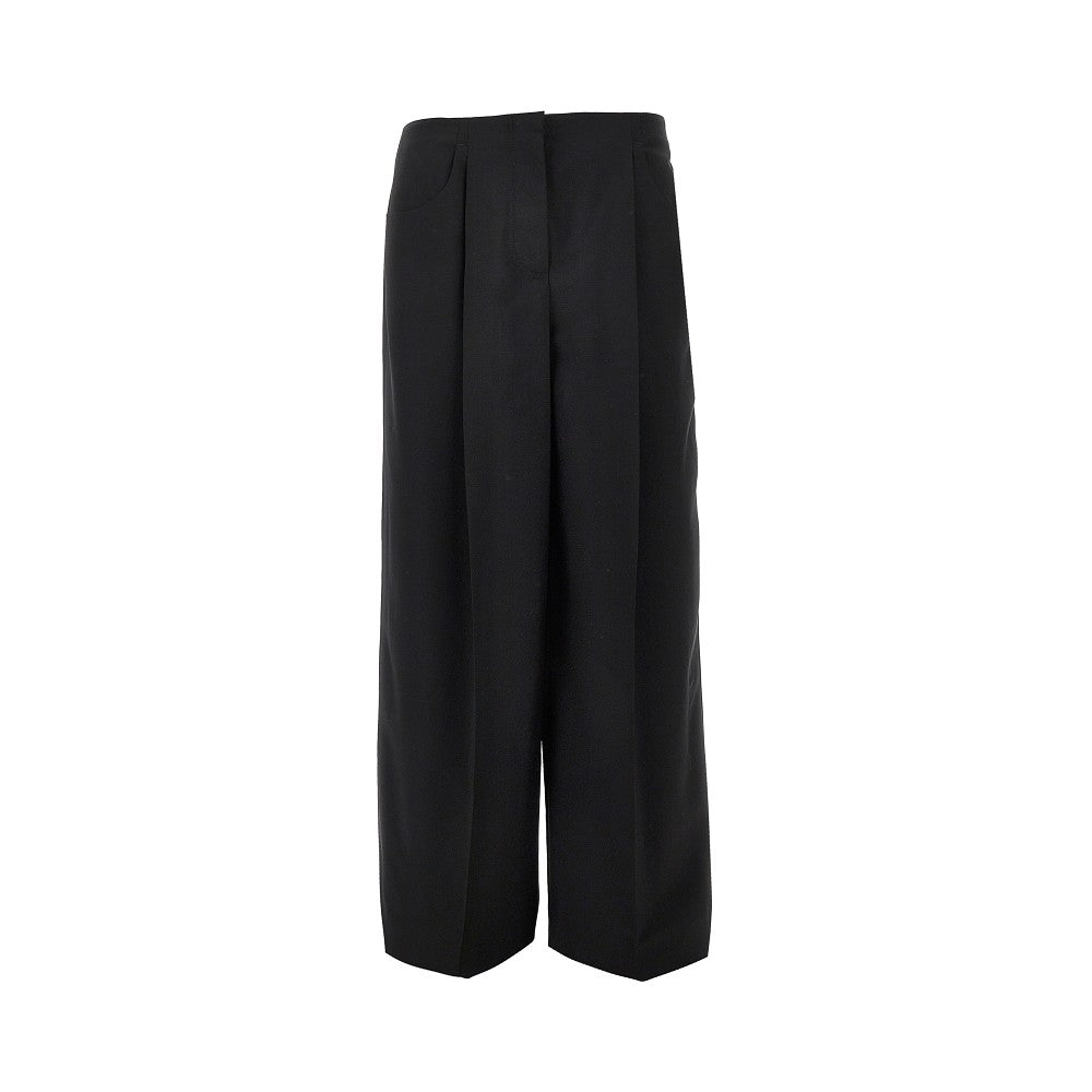 Pantalone a gamba ampia in lana e mohair