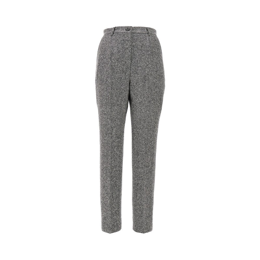 Pantalone a vita alta in lana bicolore