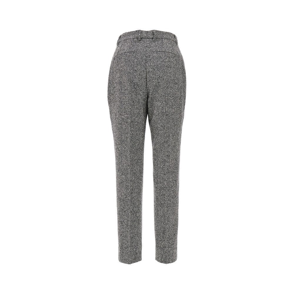 Pantalone a vita alta in lana bicolore