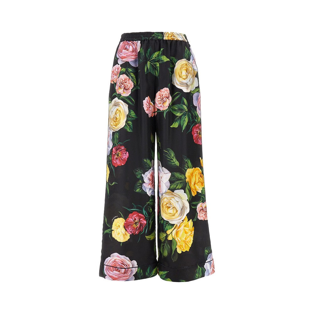 Pantalone pyjama in seta stampa floreale
