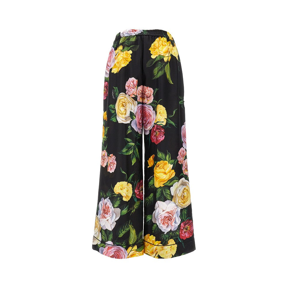 Pantalone pyjama in seta stampa floreale