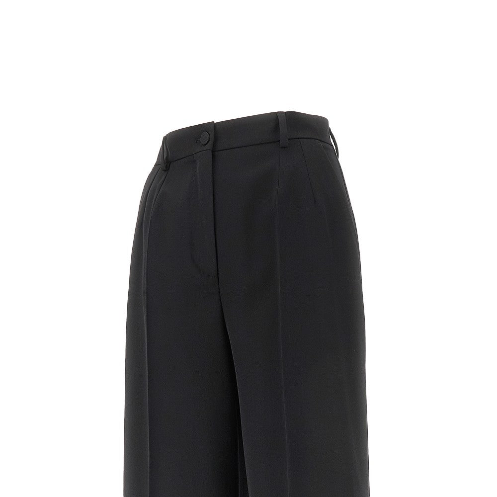 Pantalone a gamba ampia in lana stretch