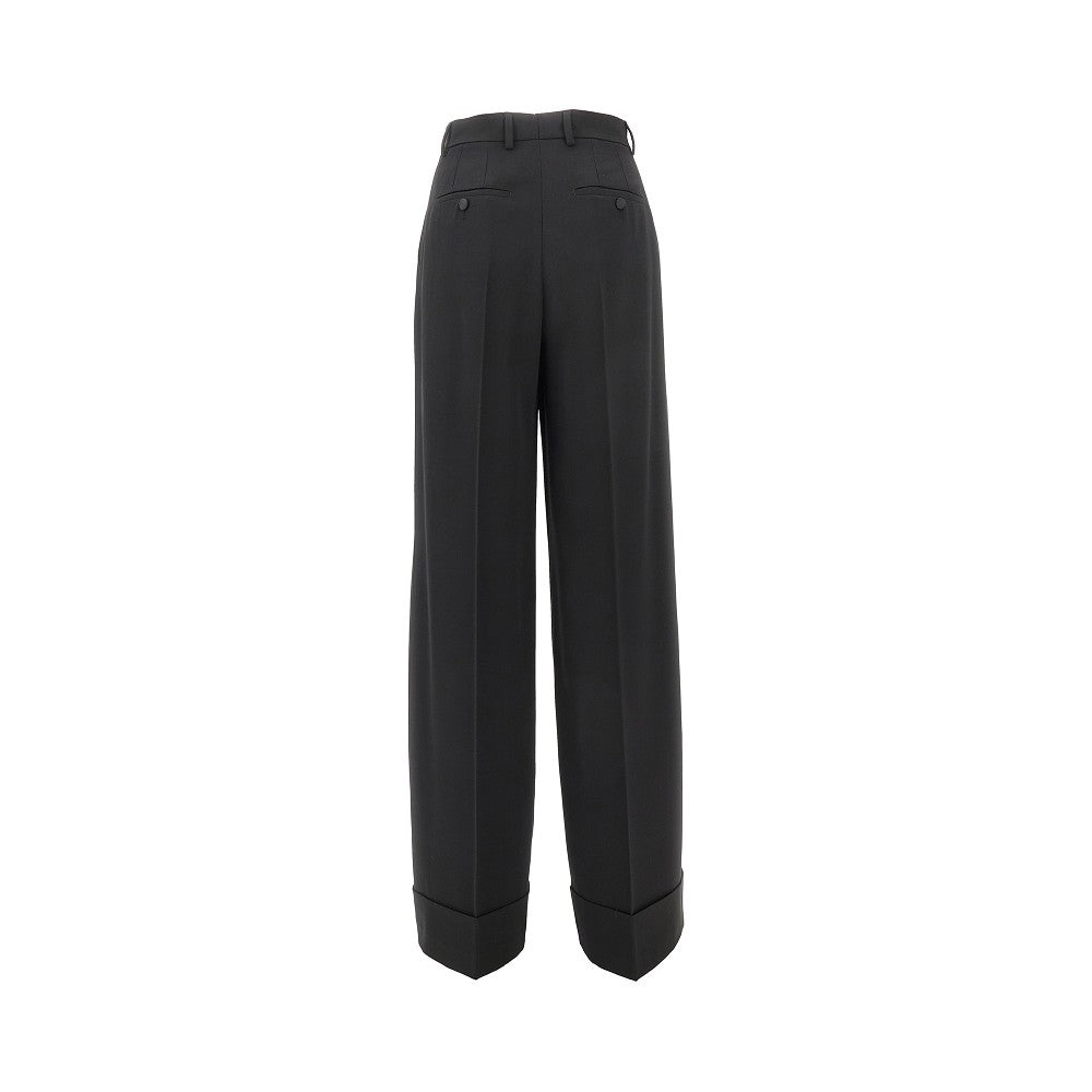 Pantalone a gamba ampia in lana stretch