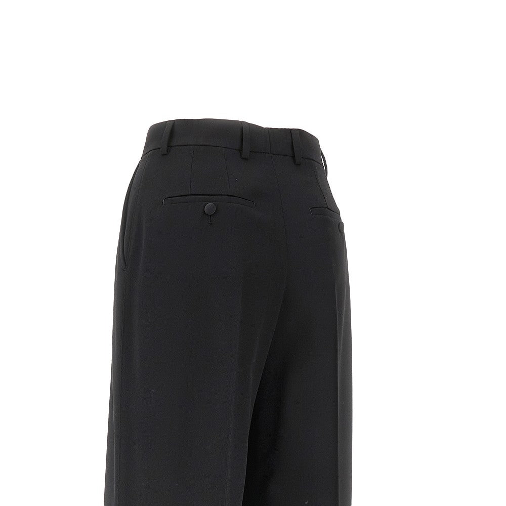 Pantalone a gamba ampia in lana stretch