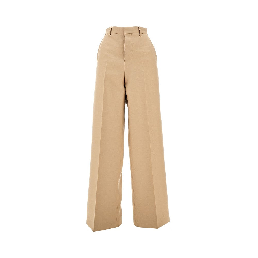 Pantalone a gamba ampia in gabardine