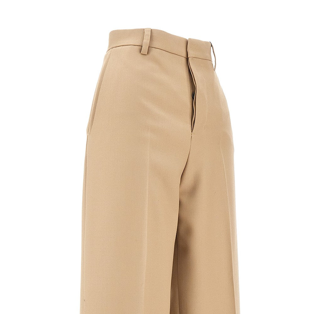 Pantalone a gamba ampia in gabardine