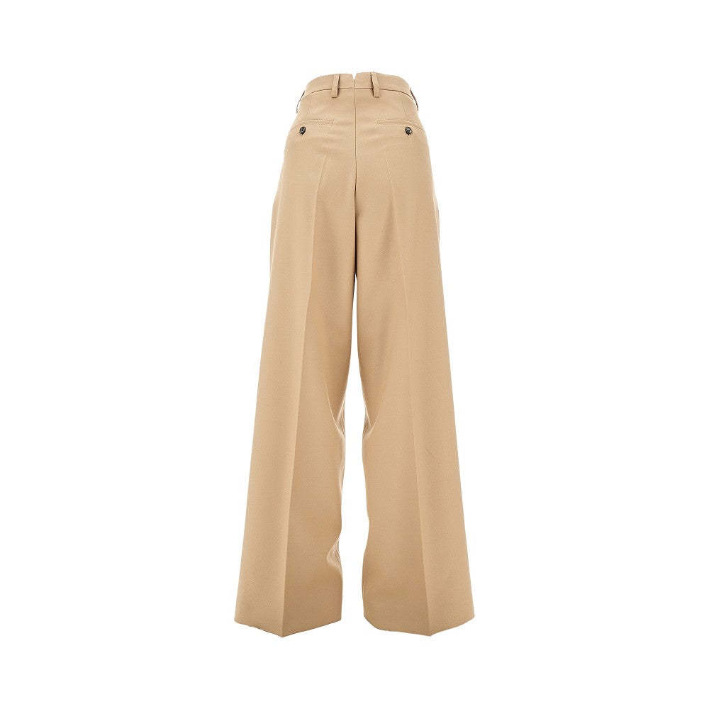 Pantalone a gamba ampia in gabardine