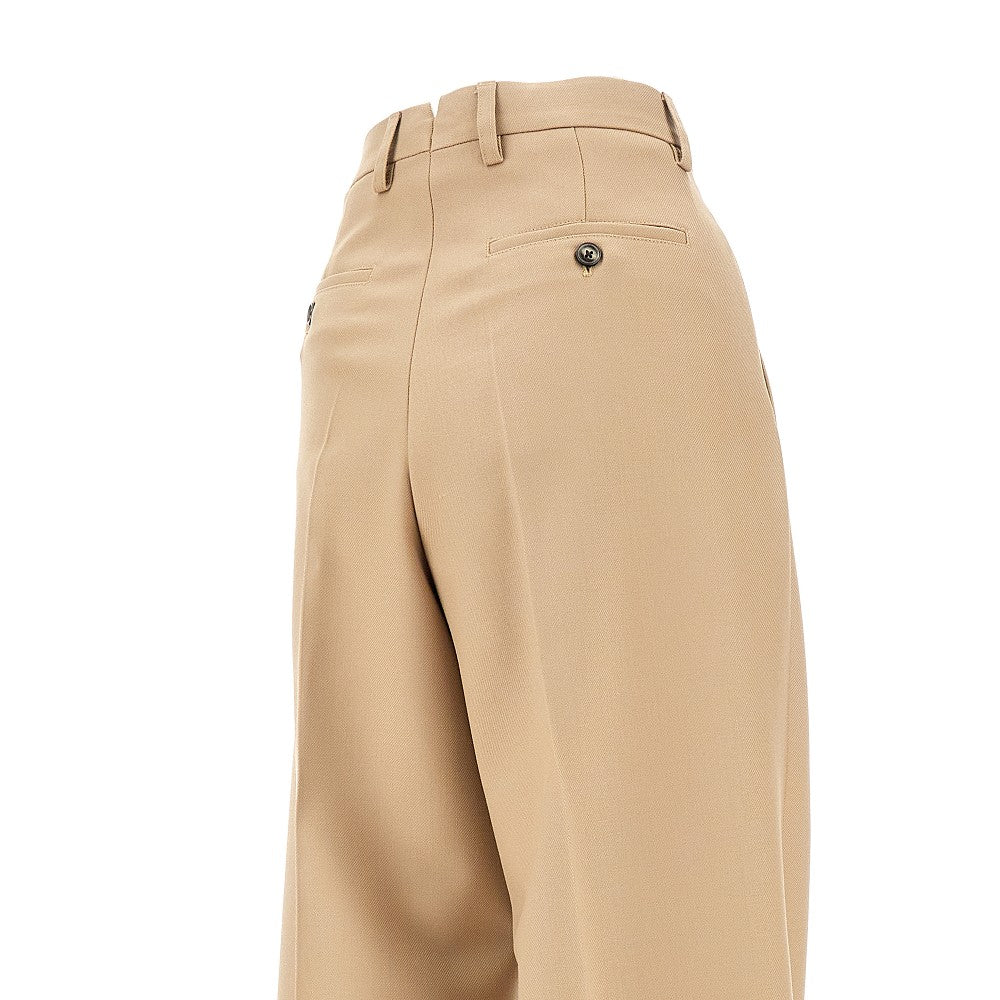 Pantalone a gamba ampia in gabardine