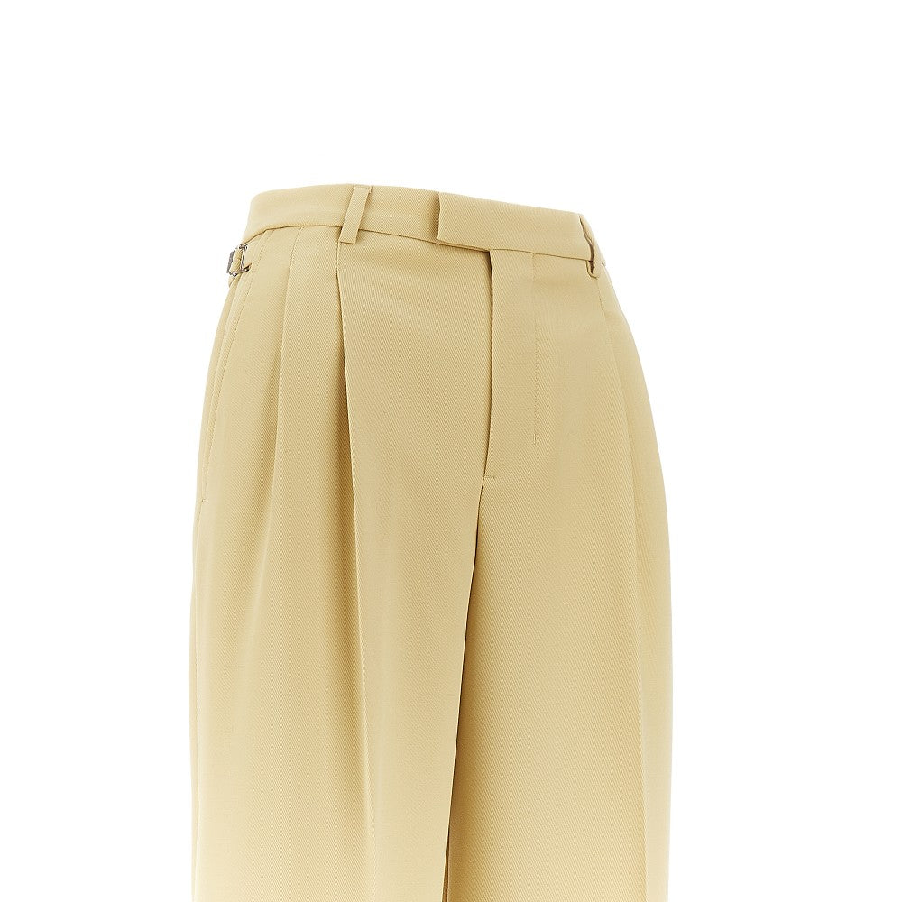 Wool tricotine wide leg pants