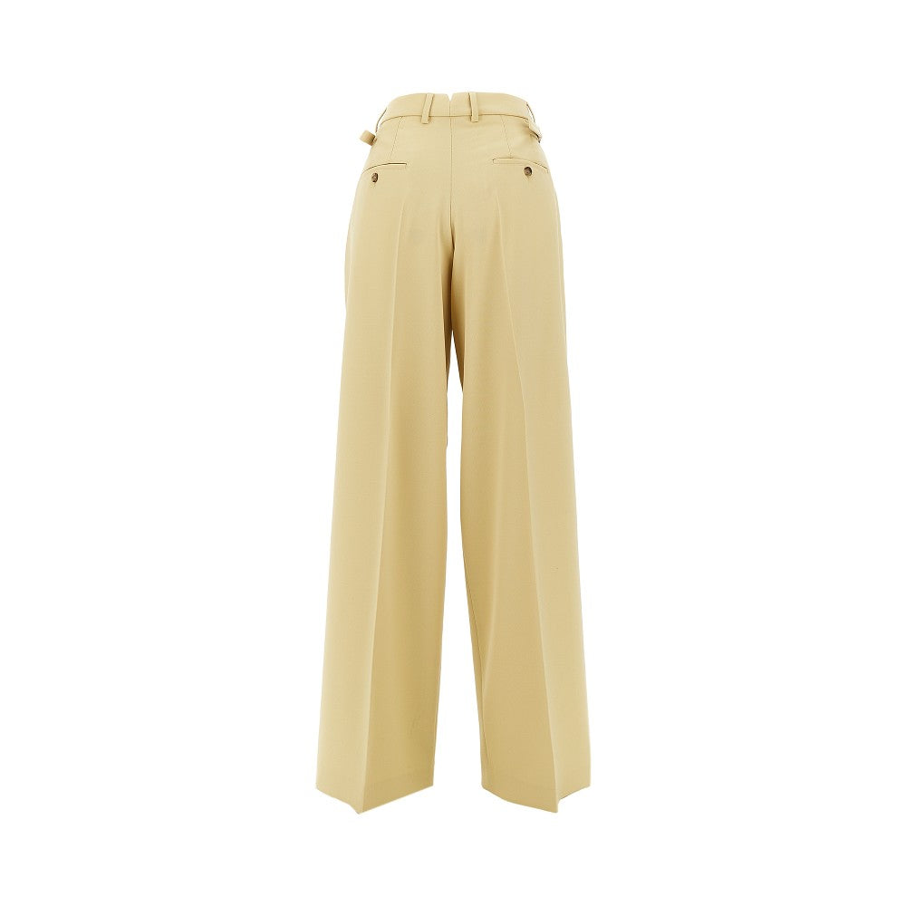 Wool tricotine wide leg pants