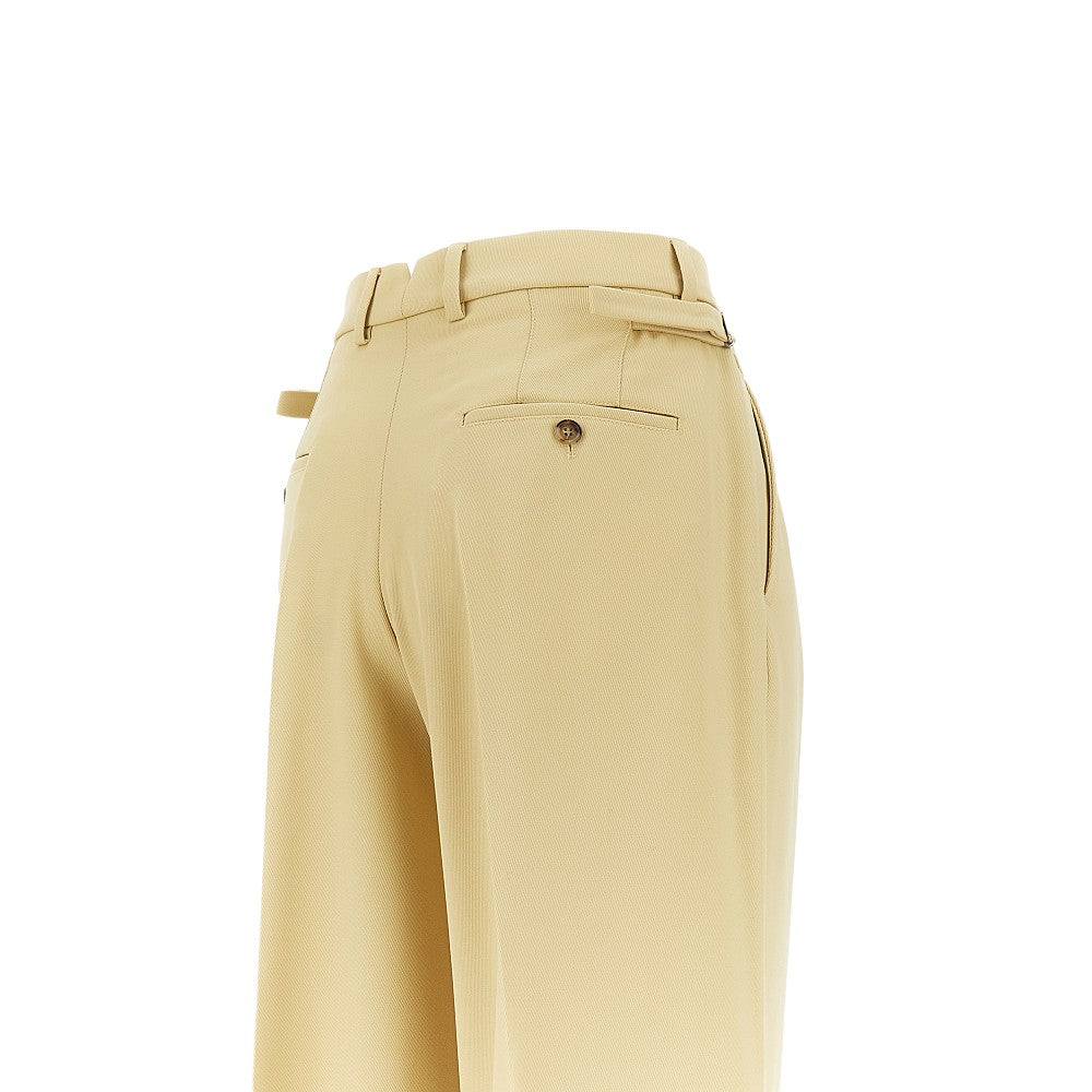 Wool tricotine wide leg pants