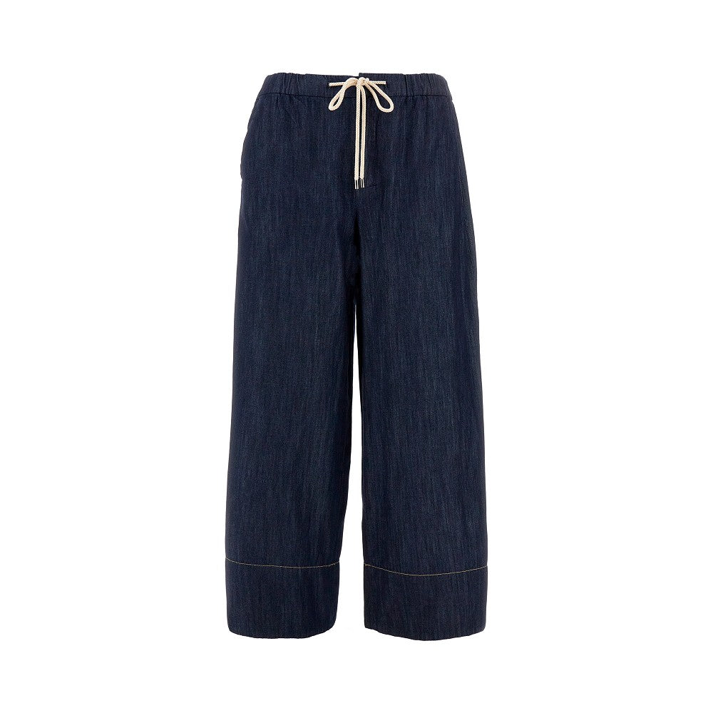 Denim wide leg cropped pants