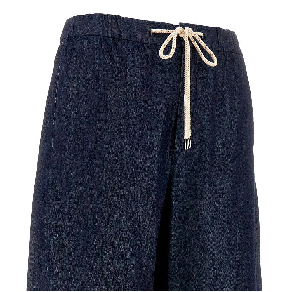 Denim wide leg cropped pants