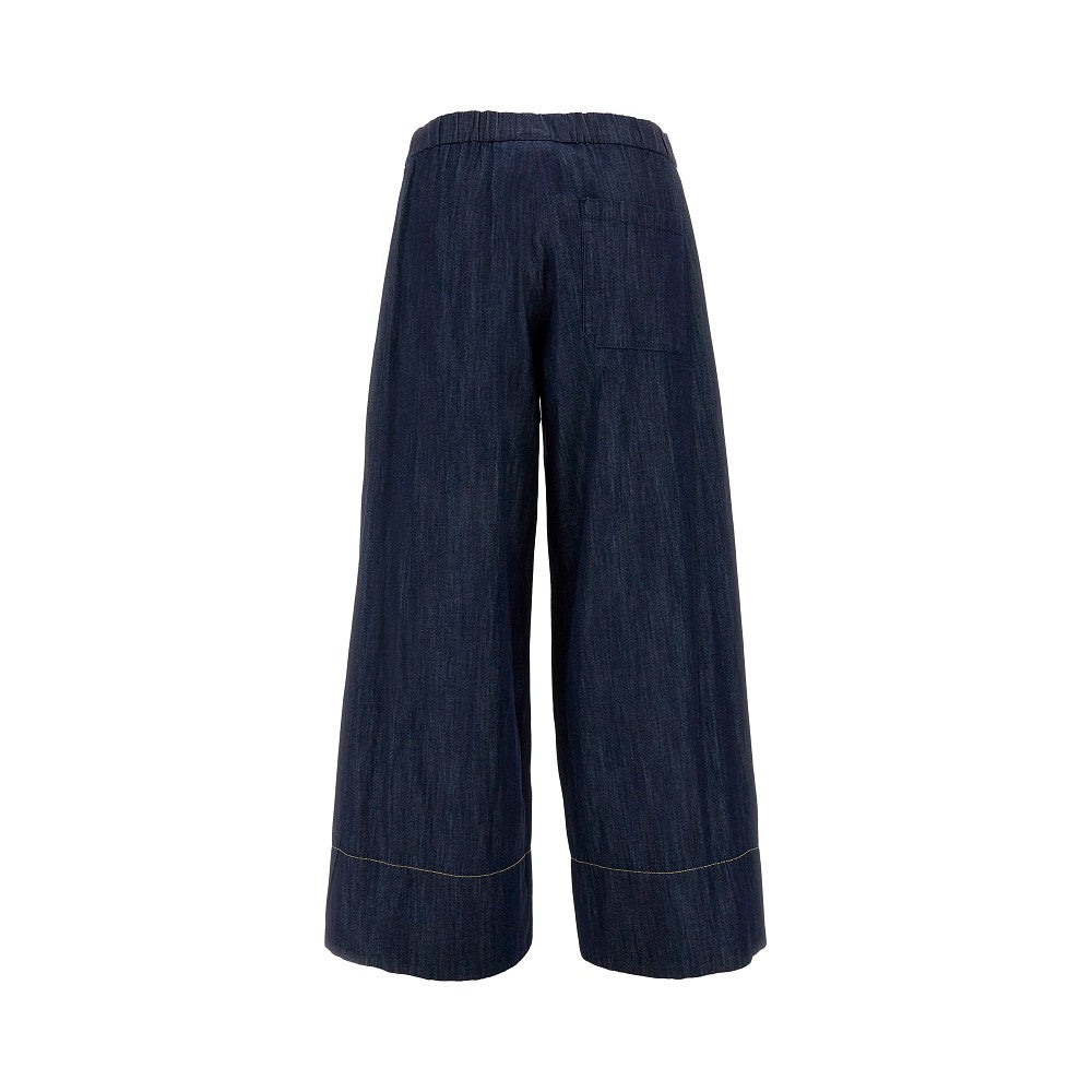 Denim wide leg cropped pants