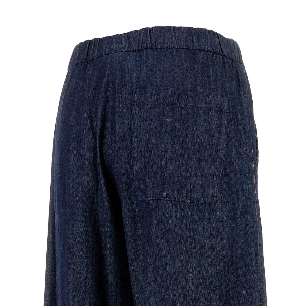 Denim wide leg cropped pants