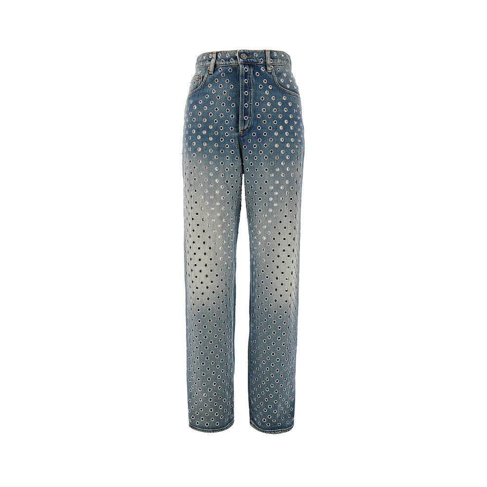 Jeans 'Kim' con occhielli all-over