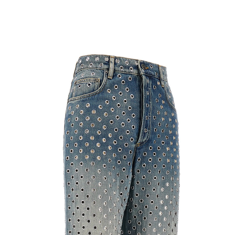 Jeans 'Kim' con occhielli all-over