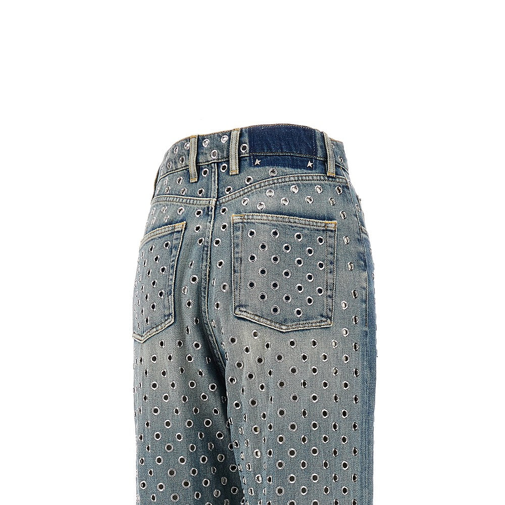 Jeans 'Kim' con occhielli all-over