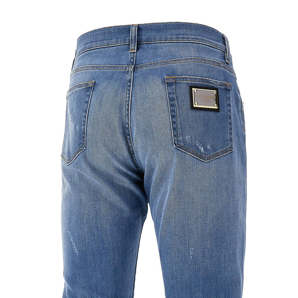 Jeans Slim Fit in denim effetto consumato
