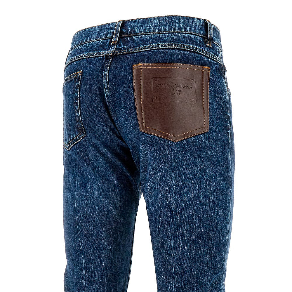 Regular Fit jeans with leather pocket