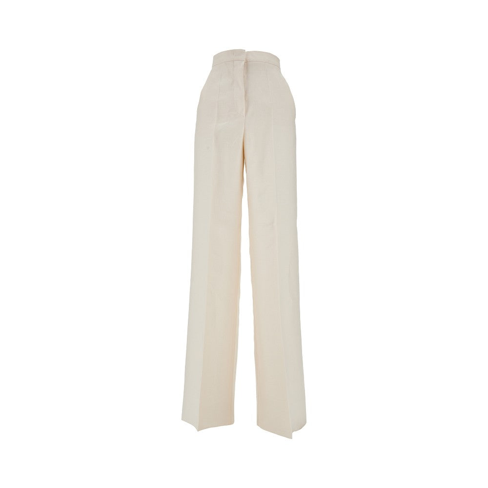 Pantalone sartoriale a gamba ampia in lino