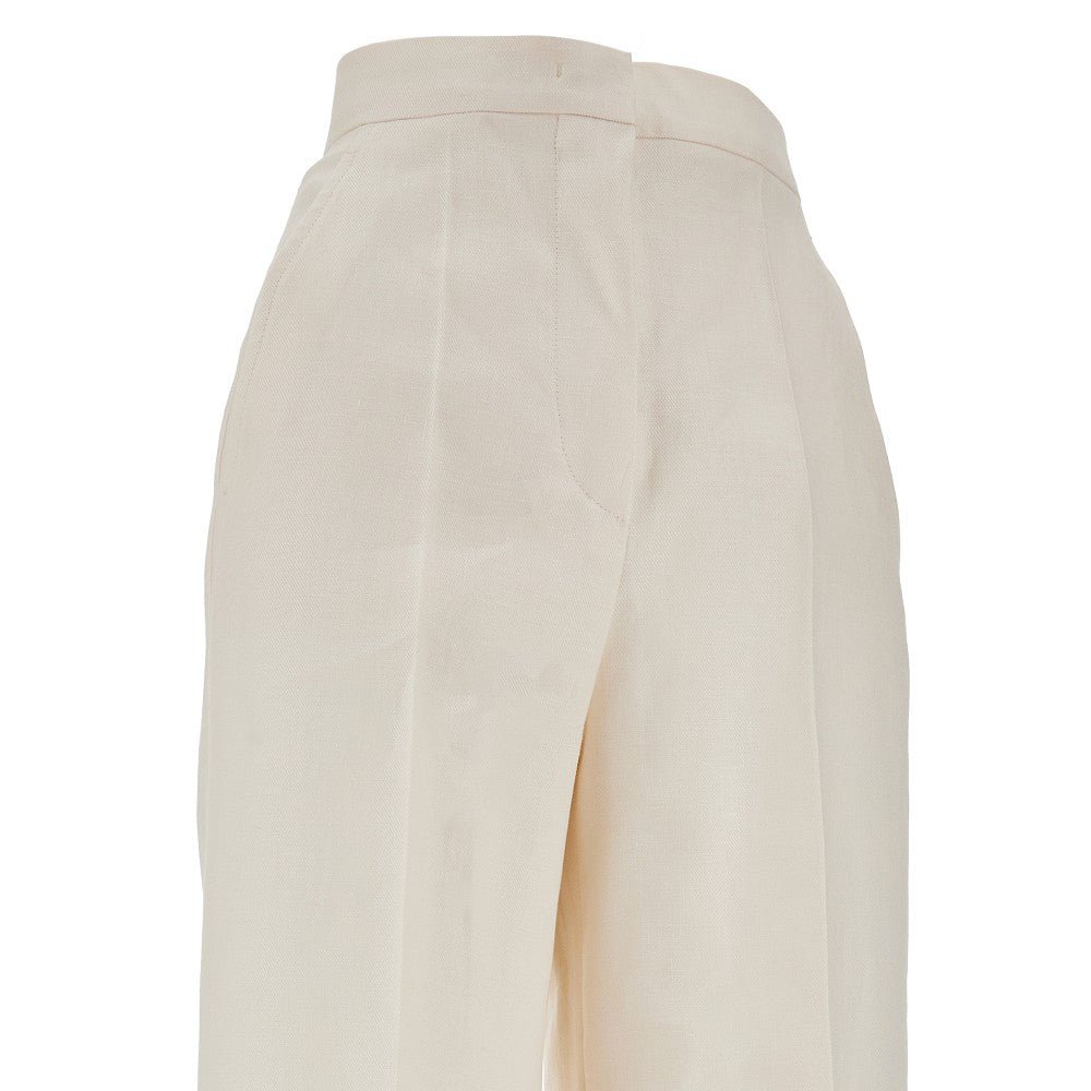 Pantalone sartoriale a gamba ampia in lino
