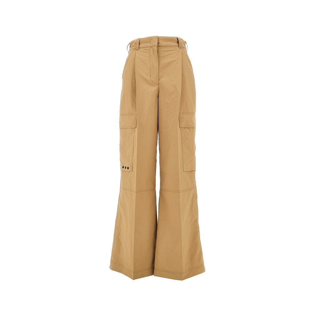 Wide leg nylon cargo pants