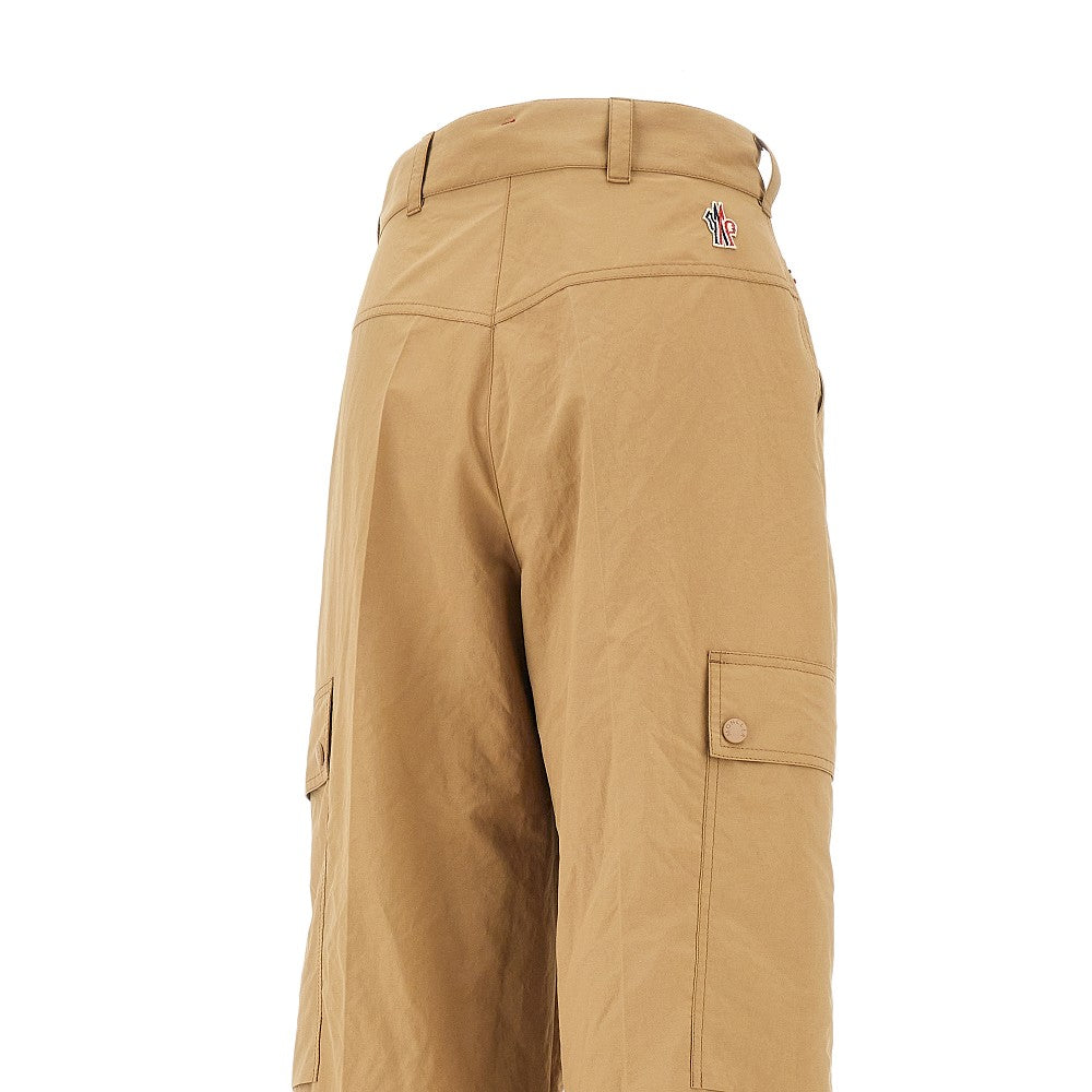 Wide leg nylon cargo pants