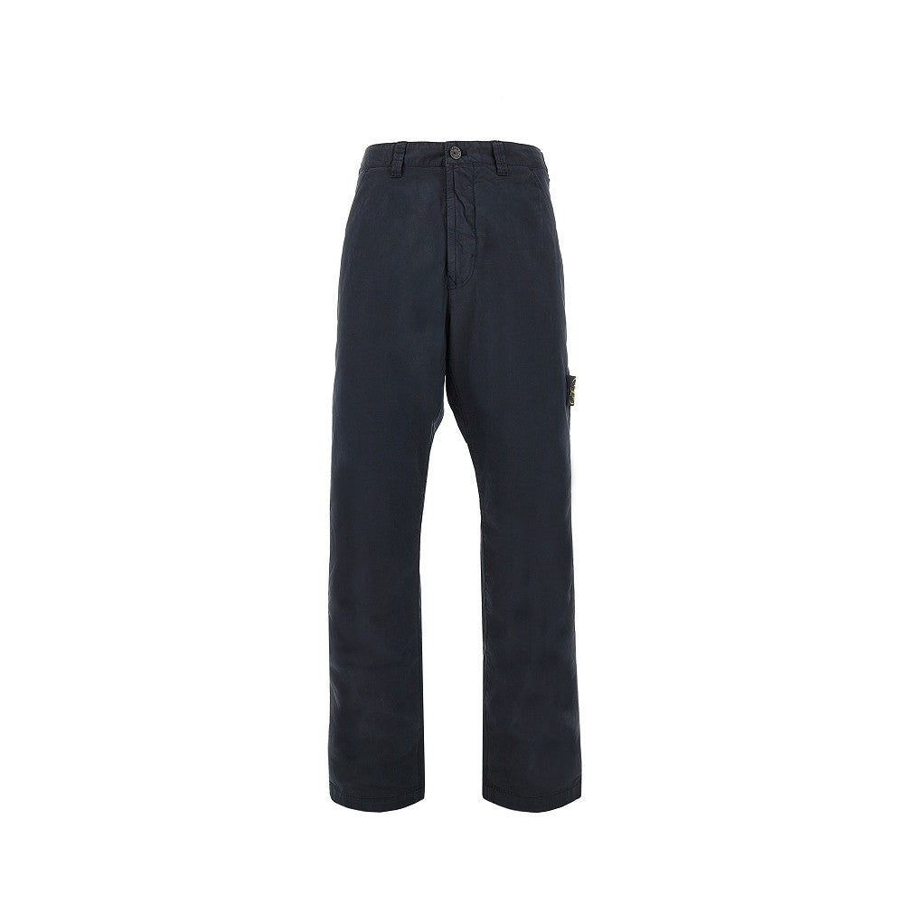 Stretch cotton pants with logo badge