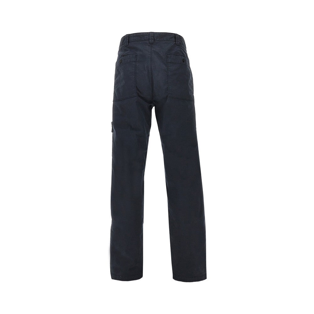 Stretch cotton pants with logo badge