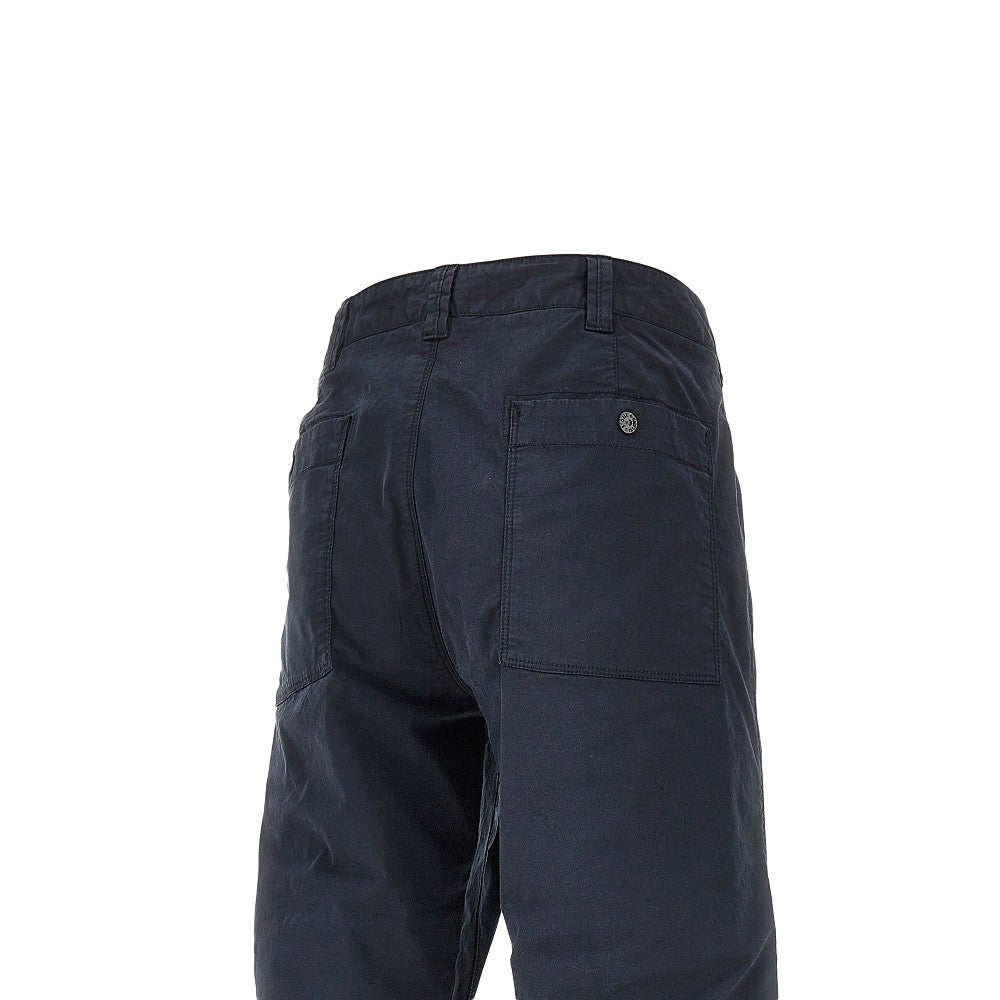 Stretch cotton pants with logo badge