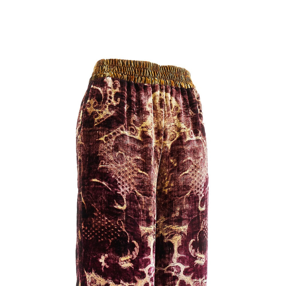 Pantalone ampio in ciniglia stampata