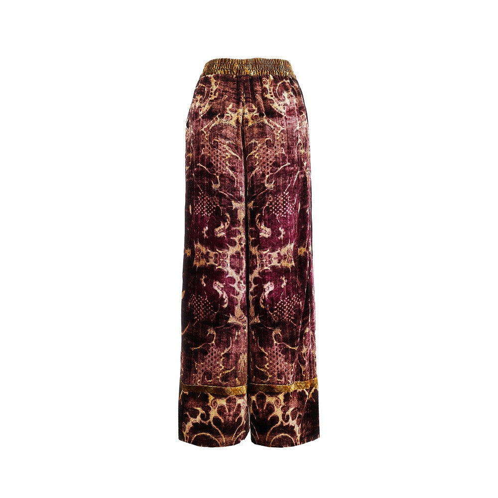 Pantalone ampio in ciniglia stampata
