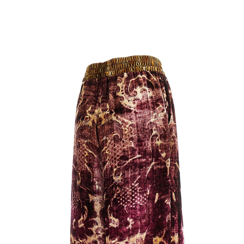 Pantalone ampio in ciniglia stampata