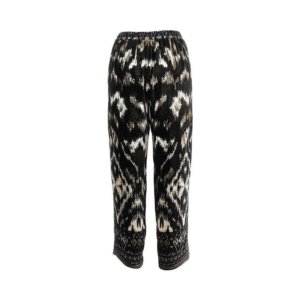 Pantalone affusolato in ciniglia stampata