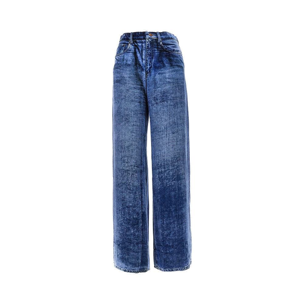 Denim effect velvet pants