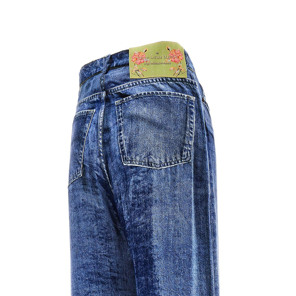 Denim effect velvet pants