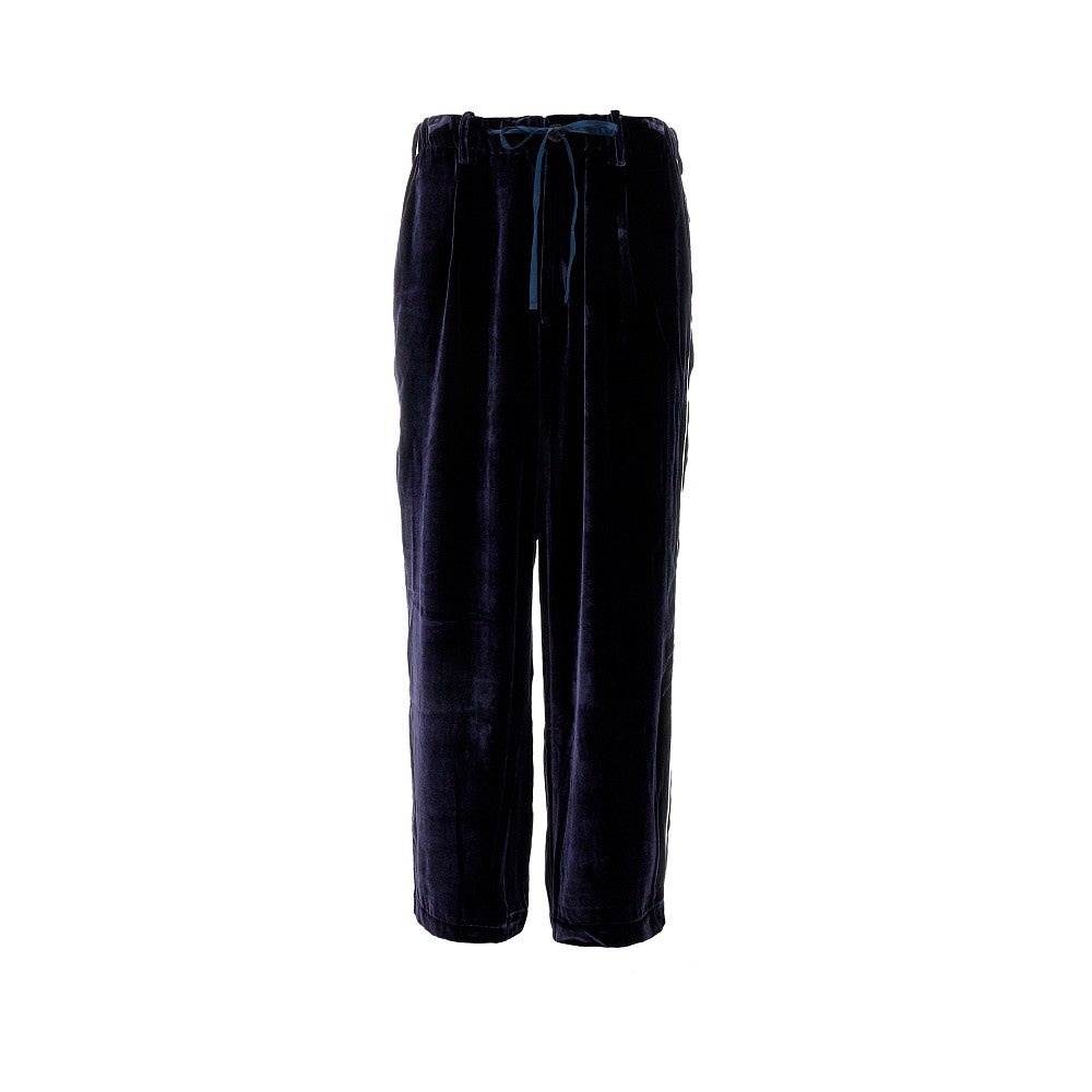 Velvet pants with contrasting piping