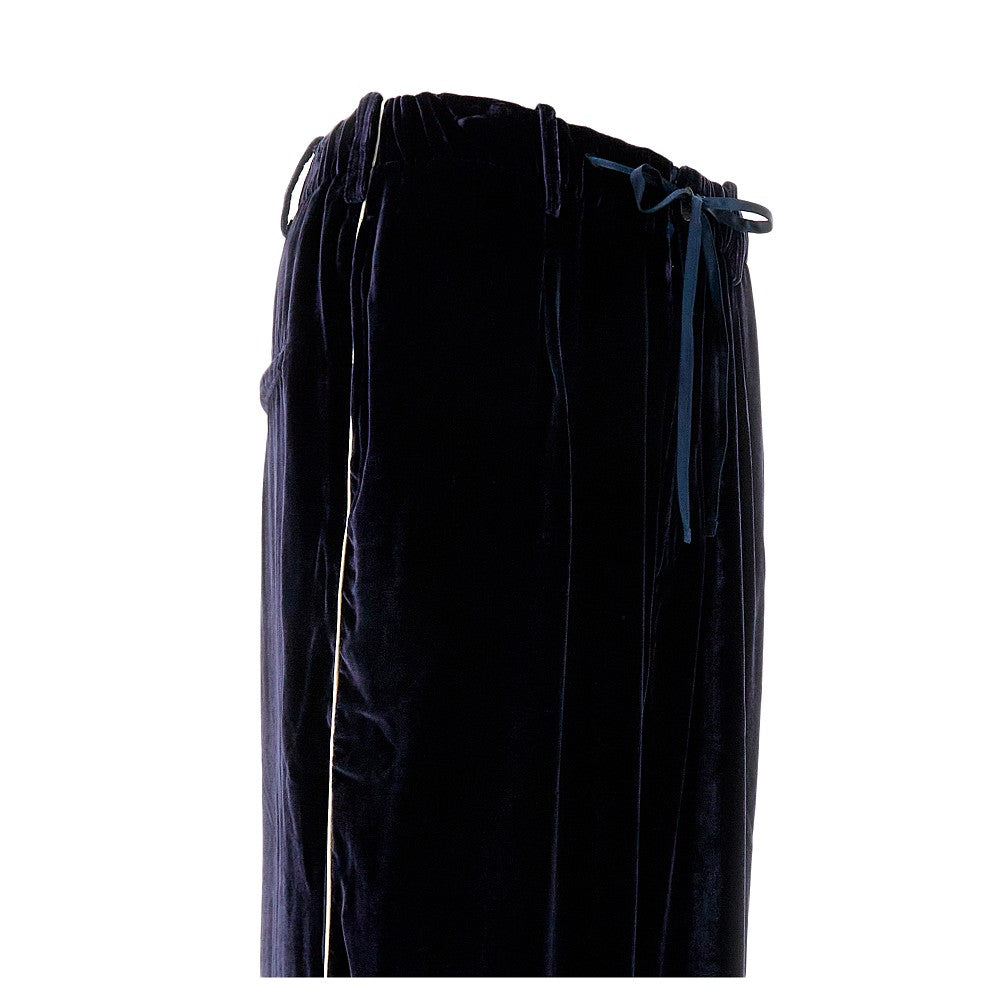 Velvet pants with contrasting piping