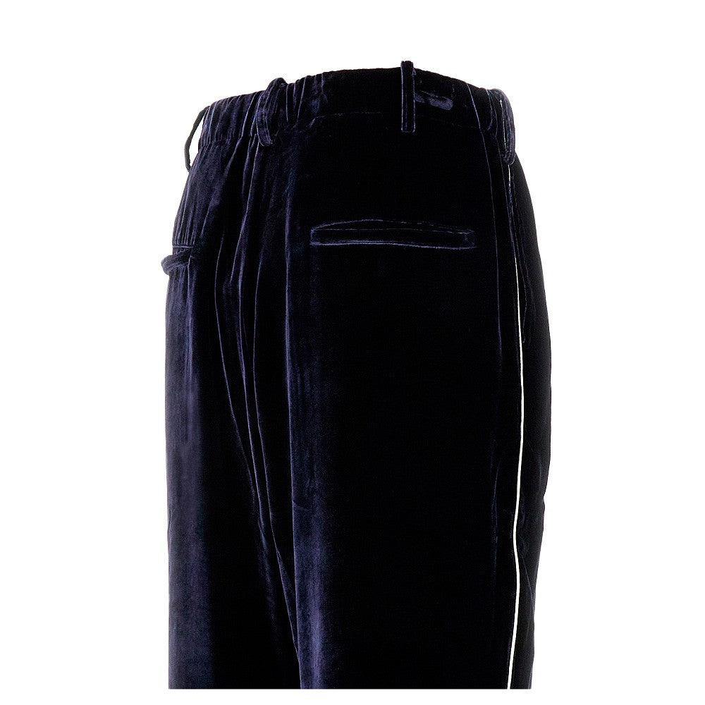 Velvet pants with contrasting piping