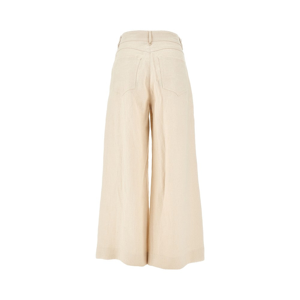 Pantalone wide-leg in lino