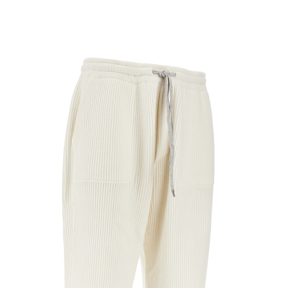 Ribbed cashmere pants