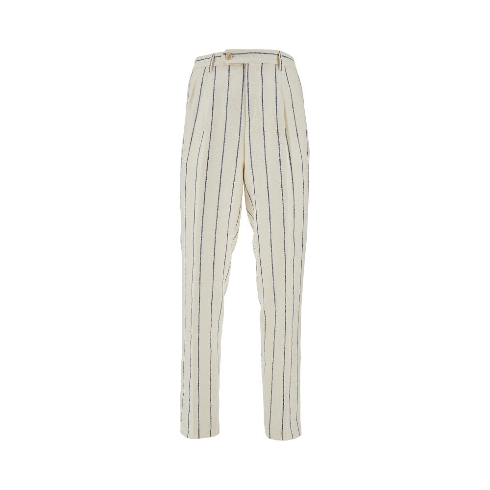 Pantalone Easy Fit in misto lino a righe