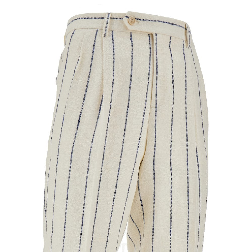 Pantalone Easy Fit in misto lino a righe