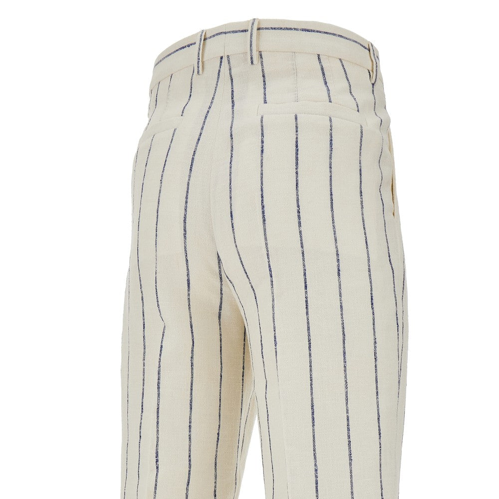 Pantalone Easy Fit in misto lino a righe