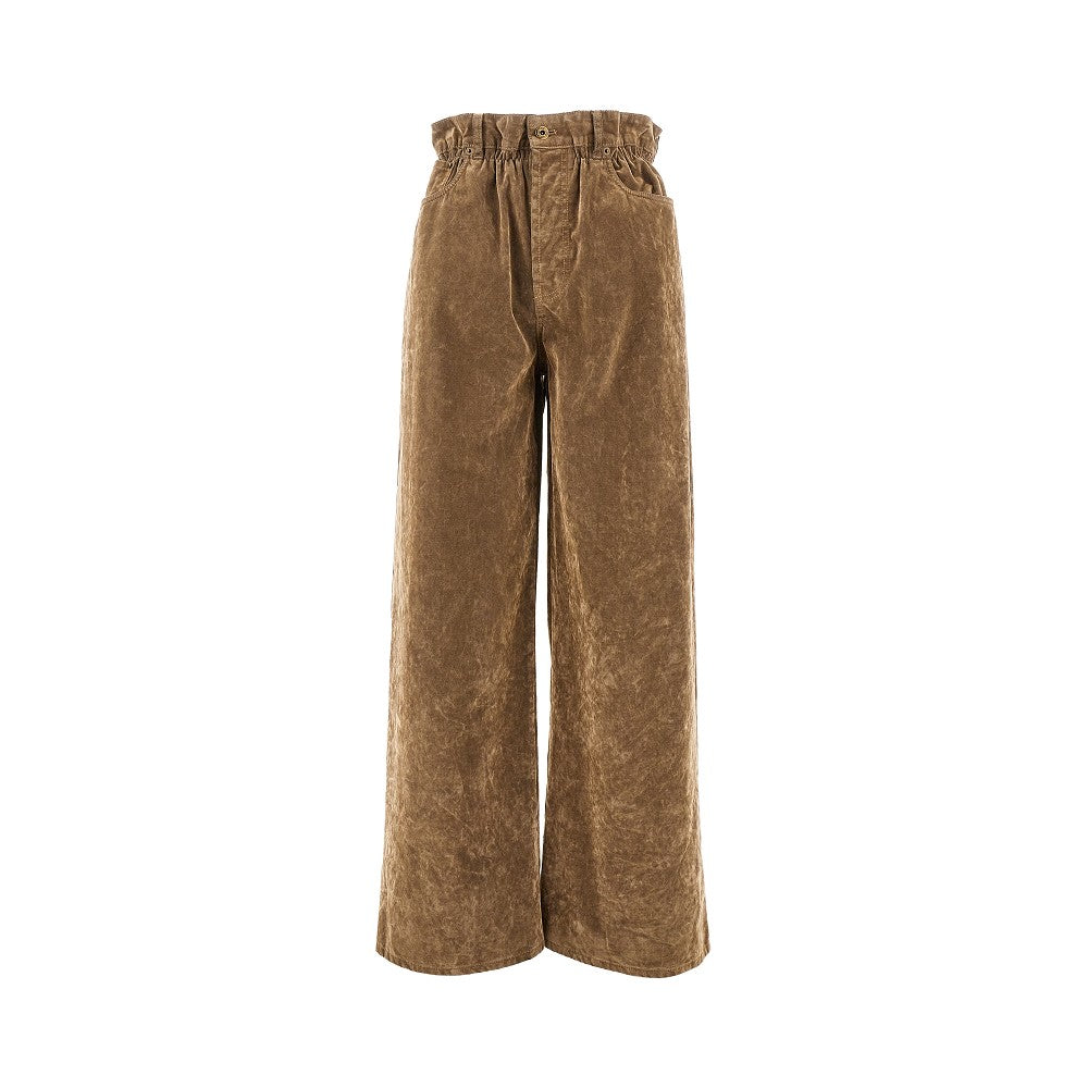 Pantalone in velluto con vita arricciata