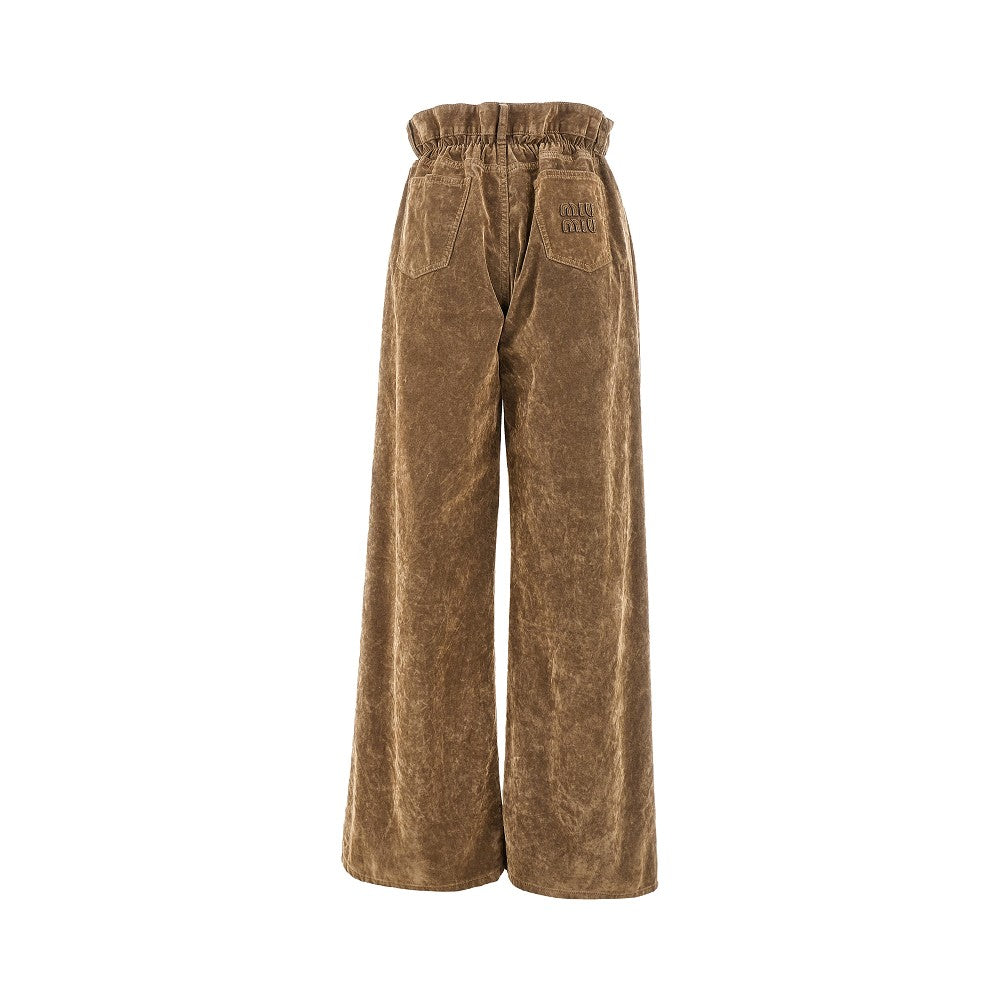 Pantalone in velluto con vita arricciata